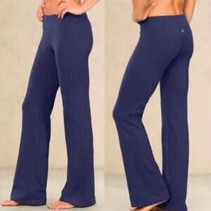 Athleta Revelation Yoga Pants Womens Small Flared Leg Pull On Blue Stretch Nylon